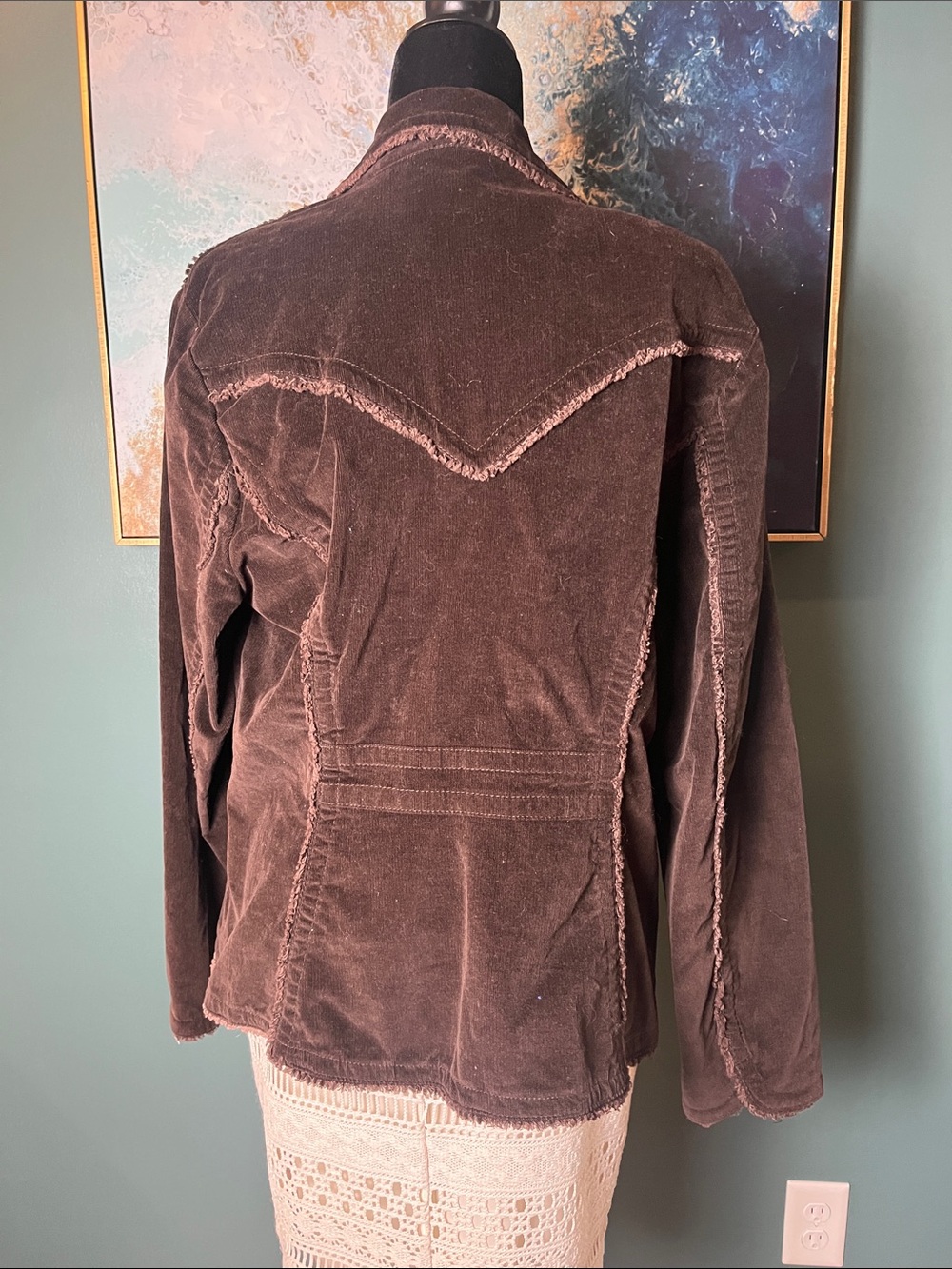 Vintage Y2K Corduroy Blazer with Rose Embroidery - Picture 5 of 9